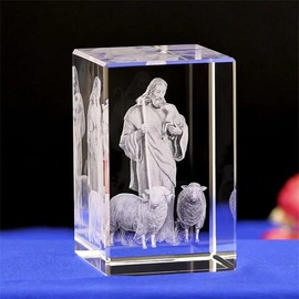 3D crystal cubes with Jesus engraving - Color: Jesus cross, Size: 3x3x4cm