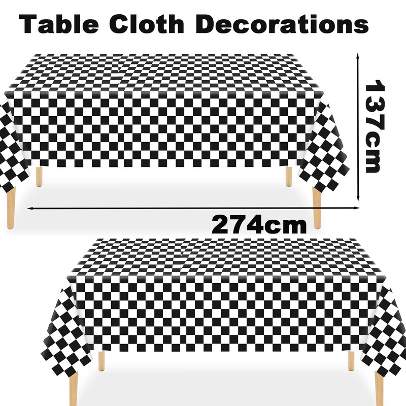 2pack Black and White Gingham Checkered Table Cloth Party,137*274cm Wipe