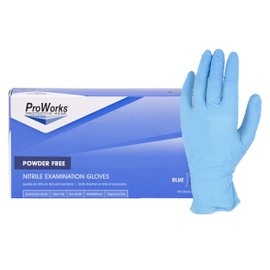 Proworks GL-N135FS 4 mil Powder-Free Nitrile Exam Disposable Gloves, Medical Grade, Blue, Small, Box of 100