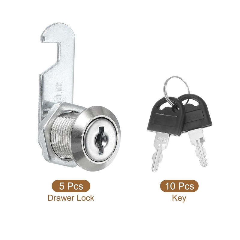 PATIKIL Cabinet Drawer Lock with Keys 5 Pcs 7/9" (20mm)