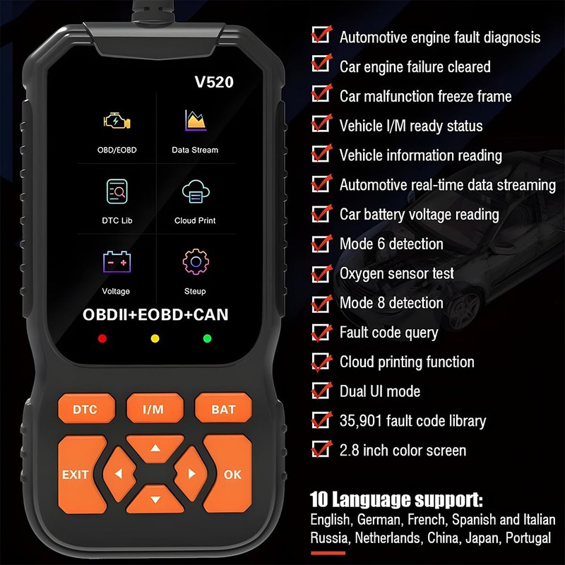 Osilly Professional OBD2 Car Scanner Diagnostic Tool, Enhanced V520 Vehicle