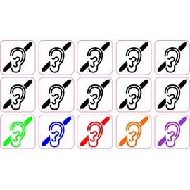 StickerTalk Hearing Loss Symbol Vinyl Stickers, 1 sheet of 15 stickers, 1 inch by 1 inch each