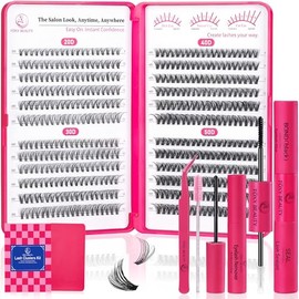 Lash Clusters - Lash Clusters Kit Lash Extension Kit with Lash Bond and Seal Cluster Eyelash Extensions Eyelash Clusters 20D30D40D50D-0.07D Lashes Clusters Eyelash Extension Kit DIY at Home Eyelashes
