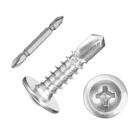 sourcing map 300Pcs #10x3/4" Self-Tapping Screws, 410 Stainless Steel Phillips Self Drilling Flat Head Sheet Metal Screws for Industry, Furniture Repair, Silver