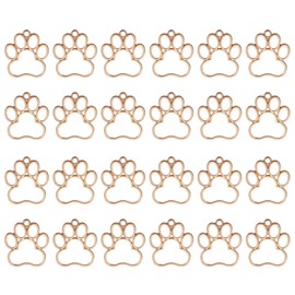 uxcell 24Pcs Alloy Open Bezel Pendants, Paw Open Back Hollow Frame Pendant Geometric for Resin Jewelry Making Earrings Necklace Bracelet DIY, Rose Gold