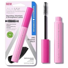 Almay Volume & Conditioning Mascara, Hydrating All Day Wear 40 Blackest Blk Set2