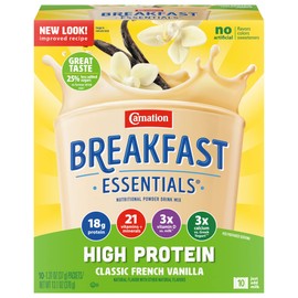 Carnation Breakfast Essentials High Protein Nutritional Powder Drink Mix Packets Vanilla, 13.1 Ounce (Pack of 2)