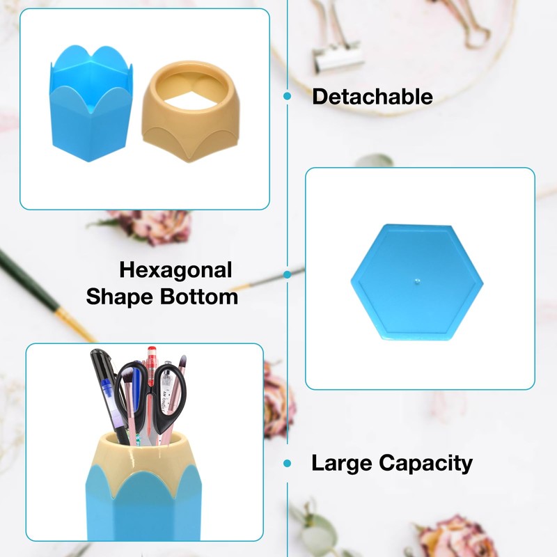 MAINOSHY 5 Pack Pencil Holder Cup, Plastic Pen Vase Pencil