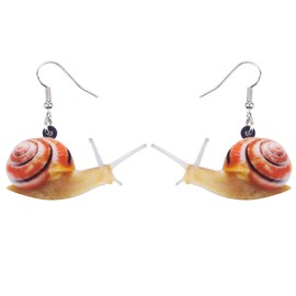 WEVENI Acrylic Cute Snail Earrings Dangle Drop Novelty Jewelry For Women Girls Ladies Dainty Gift (Orange)