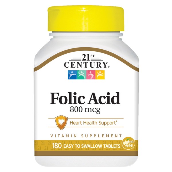 21st Century Folic Acid 800 mcg Tablets, 180-Count (Pack of 2)