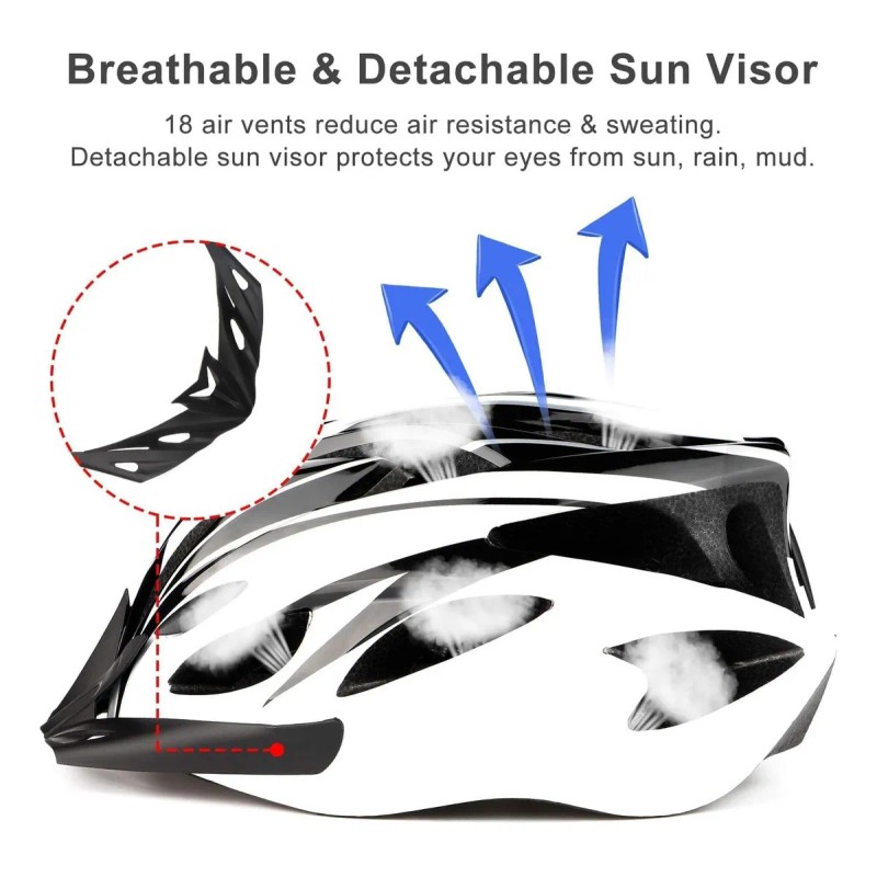 Casco De Bicicleta Unisex+redes Para Moto,casco De Ciclismo Blanco G
