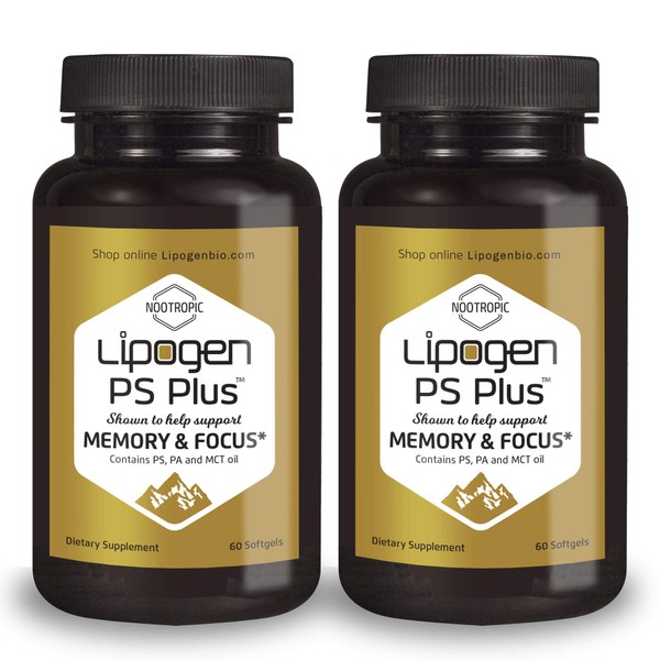 Lipogen PS Plus - Memory, Focus, Clarity Brain Booster Supplement, Scientifically Formulated to Enhance Cognitive Function, Clinically Proven Formula. (120 softgels)