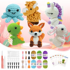 Datunsu 6PCS Crochet Kit for Beginners, 2026 Knitting Kit with Step-by-Step Video Tutorials, Beginner Crochet Kit for Adults (Style-D)