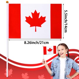 AUGSHY 22Pcs Canada Handheld Flags,14 x 21 cm Small Canadian Flag on Stick Patriotic Decorations for Canada Day Parades Outdoor Events Celebrations