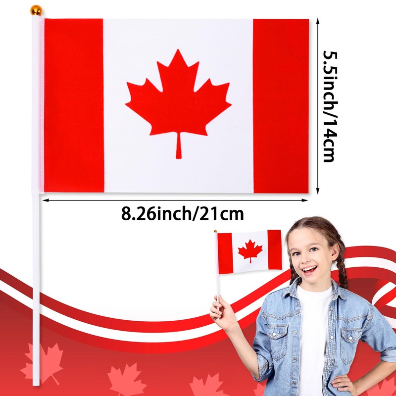 AUGSHY 22Pcs Canada Handheld Flags,14 x 21 cm Small Canadian