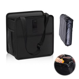 DECUIOCC Foldable Car Trash Can, Black Hanging Automotive Garbage Can with 50pcs Car Trash Bags, Trash Bag Waterproof Leakproof Trash Can Storage Bag Organizer for Car Interior Accessories