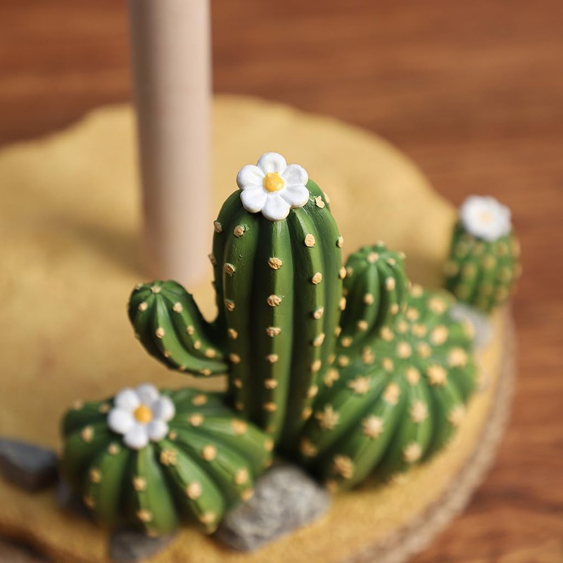 WAIT FLY Cactus Pattern Paper Towel Holder Stand Resin Tissue