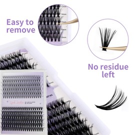 LYNK Lashes Cluster Lashes, 240 Pieces, Mixed 40D Tray, DIY Eyelash Extensions, D Curl, 0.07mm Thin Band, 9-16mm Length, Black (40D mix)