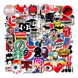 DuftGu Fashion Brand Sticker Set, Pack of 100 Stickers, Brand Waterproof Decals, Suitable for Suitcases, Laptops, Motorcycles, Helmets