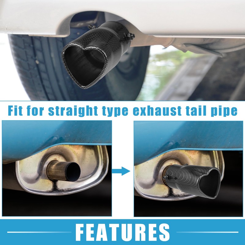 X AUTOHAUX Car Exhaust Tip Heart Shaped Tail Pipe 2.48Inch