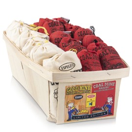 Old Fashioned Bubble Gum Candy: Fruit Flavor Chewing Gum in Individual Drawstring - Assorted Bulk Candy Packs for Parties and Special Events - 6 Giant Gold Mine Bags and 24 Small Coal Mine Bags