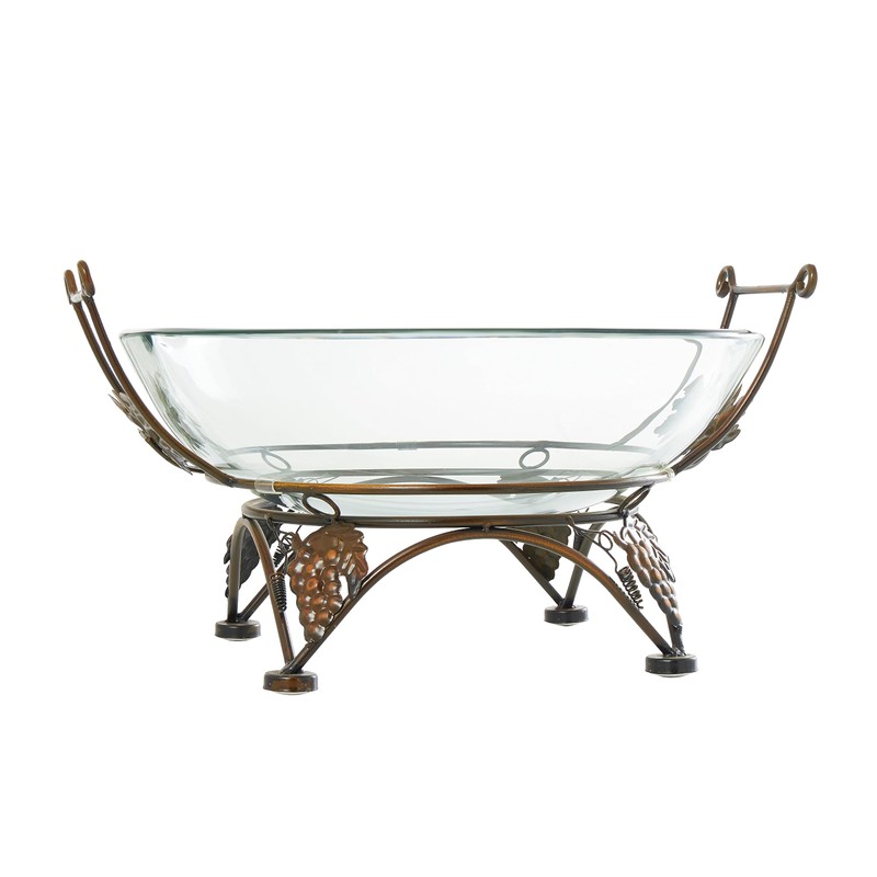Deco 79 Tempered Glass Kitchen Serving Bowl with Copper Metal