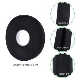 1/2 Inch Double Fold Bias Tape, 10 Yards Bias Binding Tape Fabric Tape for Sewing Hemming Seaming Quilting Piping (Black)