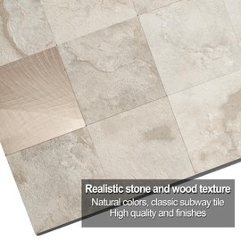 Yipscazo 10 Sheet Peel and Stick Backsplash Mosaic Tiles Stainless Steel Metal Kitchen Backsplash Stick on Tiles for Stove, Bathroom, Laundry in Ecru Stone (11.8'' x 11.8'')