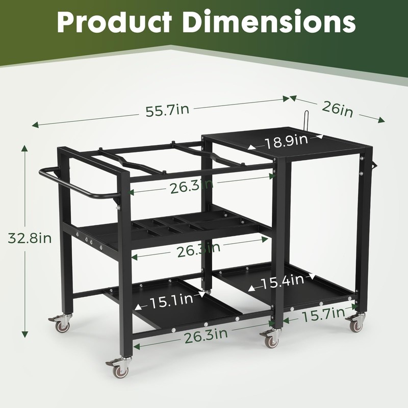 GVGBUK Outdoor Grill Table for Big Green Egg, BBQ Cart