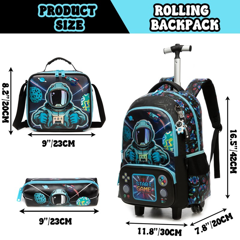 MYHSBYO Kids Rolling Backpack with Wheels for Elementary Preschool Students
