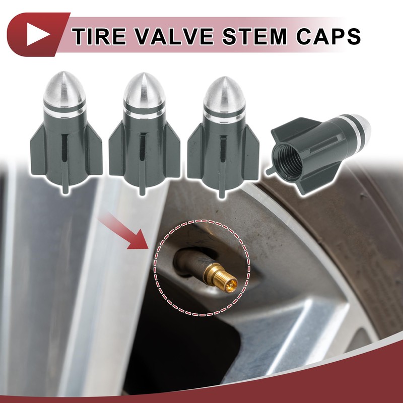 HEROFFIX 4 Pcs Round Head Rocket Shape Tire Valve Stem