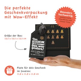 SURPRISA Gift Box Black for Christmas, Puzzle Box for Money Gifts, Glitter Design in Black with Xmas Print, Size S (12 cm)