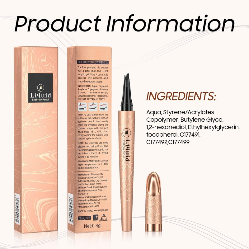 Microblading Brow Pencil with 4-Prong Micro Fork Tip (Light Brown)