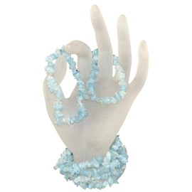 Aquamarine Stones Bracelet | Genuine Gemstone Bracelet Made of Aquamarine Beads/Tumbled Stones | Healing Stone and Jewellery for Foot and Wrists, Gemstone, Aquamarine