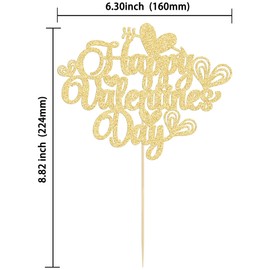 Ephlyn - Decoración de pastel para el día de San Valentín, decoración de pastel con purpurina dorada para el día de San Valentín, decoración para decoración de bodas, fiestas