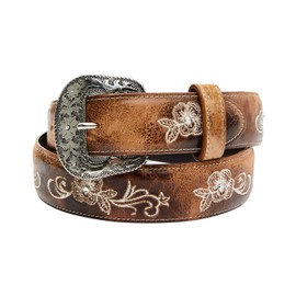 Shyanne Women's Lasy Cream Floral Western Belt - SASP21BT5