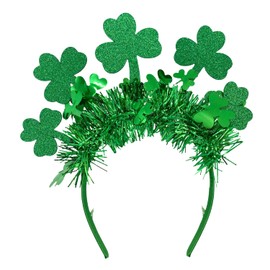Needzo Needzo Saint Patrick's Day Headband Clover Leaf Bopper Green Glittery Hair Accessory, One Size Fits Most
