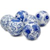 Red Lantern 3" Blue & White Decorative Porcelain Ball Set