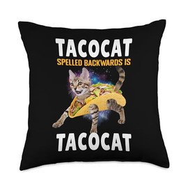 Tacocat Spelled Backward Shirt Cinco de Mayo Cat Taco Lover Throw Pillow