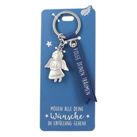 Depesche 11770-013 – Guardian Angel Keyring Metal Lucky Charm with Loving Message and Faux Leather Strap