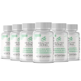 Healthy Herbs Wildcrafted Sea Moss Capsules | 2280mg Advanced Ocean Greens Complex Irish Sea Moss Superblend | US-Made, Vegan, Non-GMO, Easy-Swallow (6-Pack)