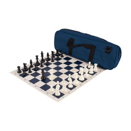 Deluxe Chess Set Combination - Triple Weighted - by US Chess Federation (Navy Blue)