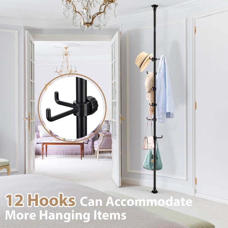 Sempicad Coat Rack Freestanding, 56 to 125 inch Adjustable Tension