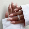 SXVME Uñas postizas cromadas almendra, rosa carne, con acabado de