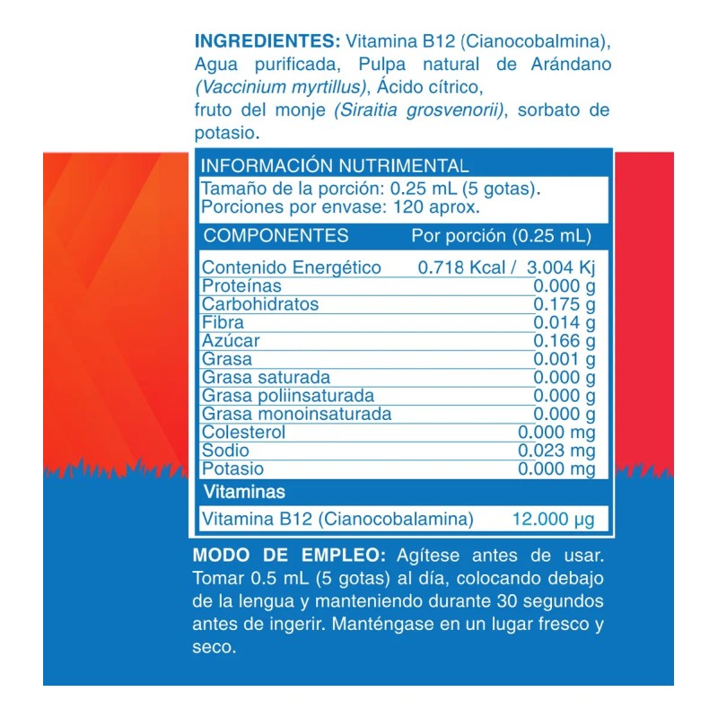 2 Duo Vitamina B12 Líquida Bioganic 120 Tomas Arándano 30ml