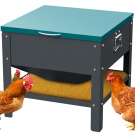 Automatic Chicken and Duck Feeder, 80 LBS Capacity Metal Chicken Feeder, Weatherproof Outdoor Gravity Feeding Barrel, No-Waste Feeder for Backyard Flock (Green)