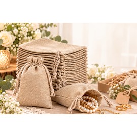 20-Piece Burlap Drawstring Gift Bags – 3.93 × 5.91 Inch Rustic Cotton Pouches for Wedding Favors, Candy, Jewelry & DIY Crafts