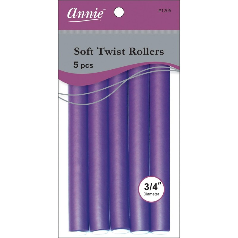 Annie 01205 Soft Twist Rollers, Purple, 5 Count