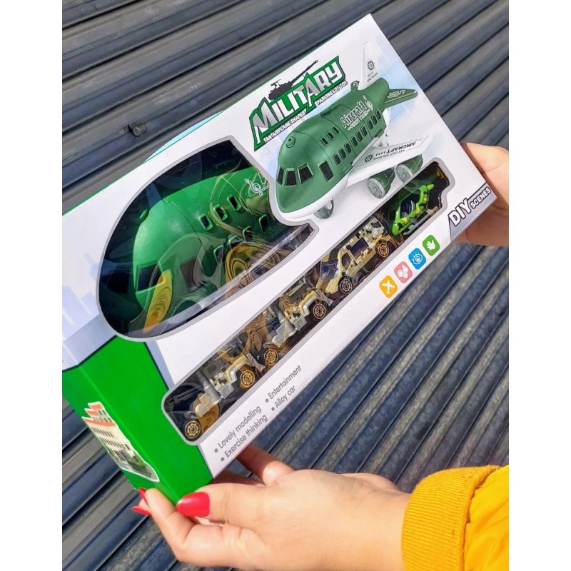 KH Juguetes Avion Militar Carros De Transporte Regalos Niños