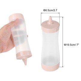 uxcell Plastic Squeeze Bottles, Ketchup Bottle with Cap for Sauce Condiment Salad Dressing Tomato Sauce Olive Oil, 12oz (Pink)